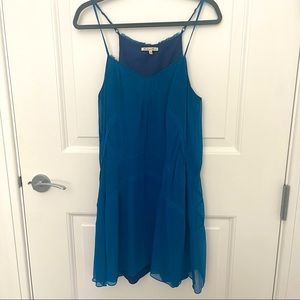 Madewell blue pleated chiffon dress, size 10